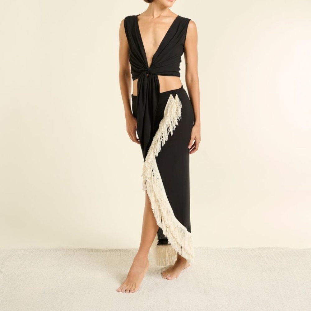 Mexican wrap skirt pareo with fringes